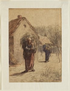 Vrouwen die Gedroogd Gras Dragen bij de Ingang van een Dorp, 1850s
